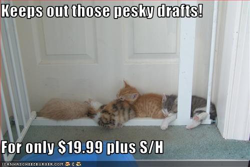I'm so sick of Winter, but I'd love to have these kitties to block the drafts until Spring!